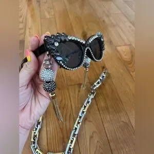 NWOT Meghan Fabulous Blue Disco Embellished Sunglasses Meghan LA | Accessories | Meghan Fabulous Meghan La Famewhre  main image 2
